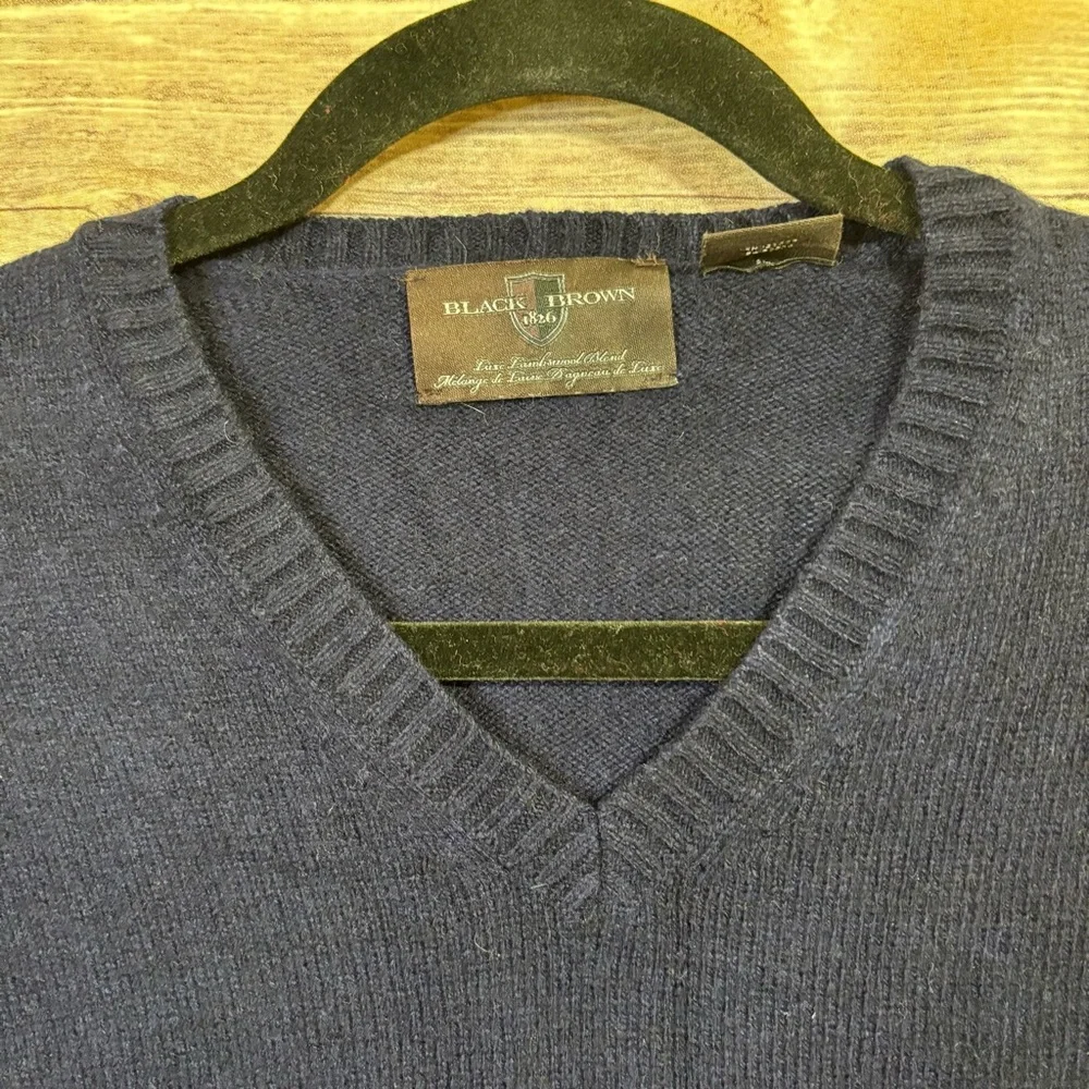 BLACK BROWN 1826 LAMBS WOOL BLEND VNECK PULLOVER SIZE LARGE I1 - Picture 6 of 6